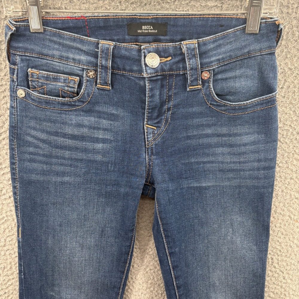 True Religion‎ Becca Bootcut Jeans Womens 25 Blue Mid Rise Dark Wash Denim